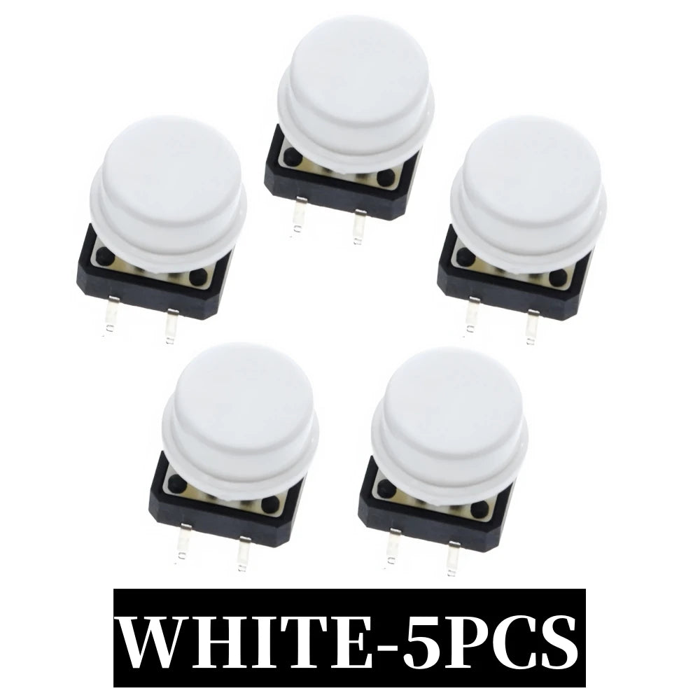 5PCS Tactile Push Button Switch Momentary 12*12*7.3MM Micro switch button + 5PCS Tact Cap(5 colors) for Arduino Switch
