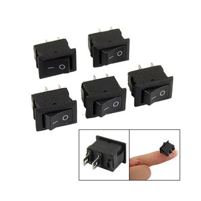 10Pcs Auto Car Truck Boat Round Rocker DC 250V 3A 2-Pin ON/OFF Toggle SPST Switches Rocker Switch 10*15mm