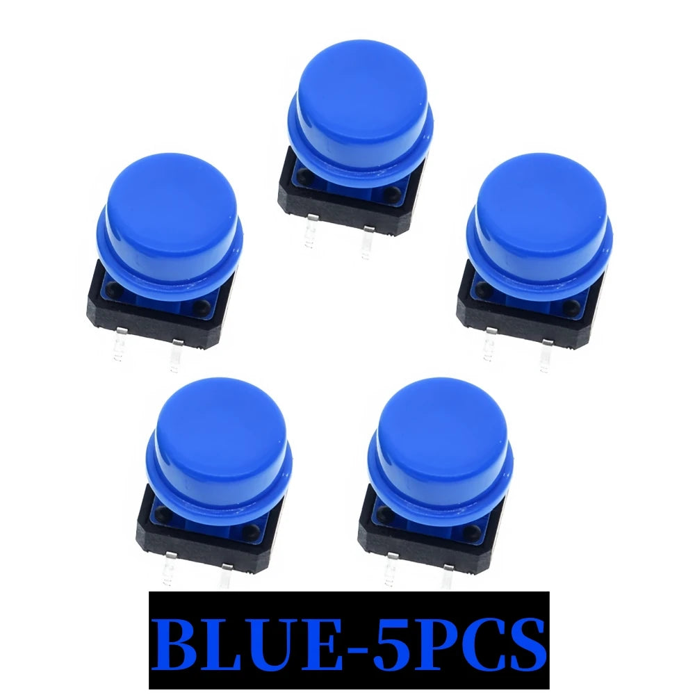 5PCS Tactile Push Button Switch Momentary 12*12*7.3MM Micro switch button + 5PCS Tact Cap(5 colors) for Arduino Switch