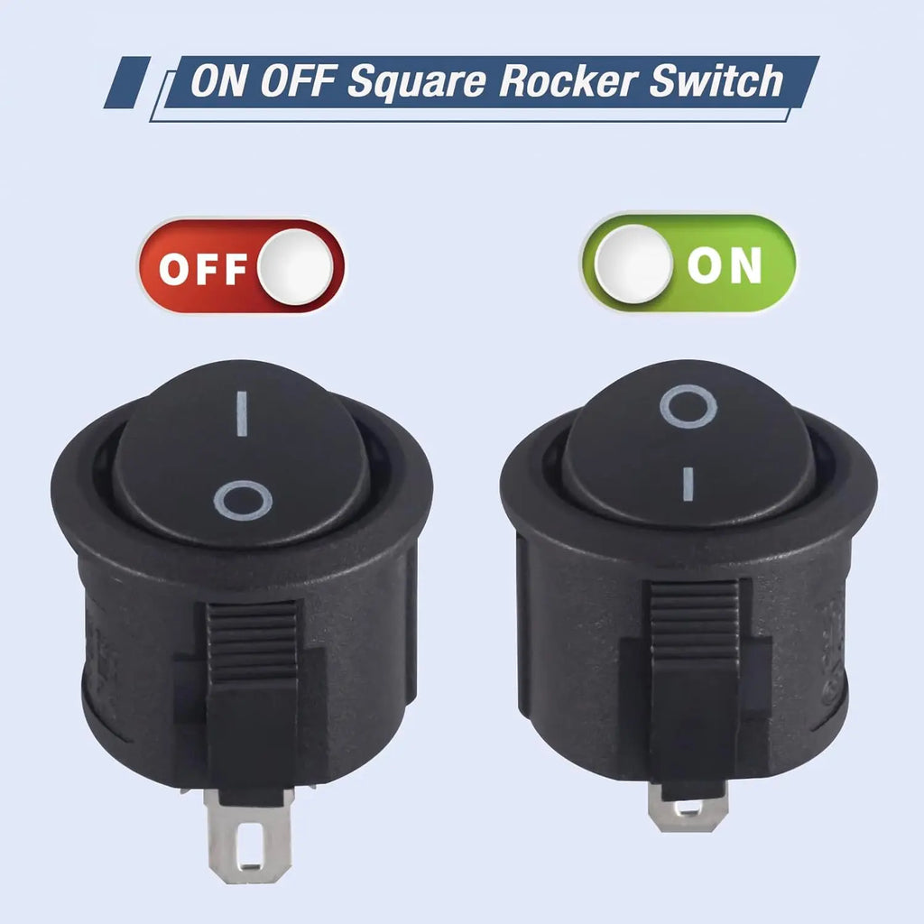 20pcs 10pcs Rocker Switch Black On Off 2 Pin Mini Round Toggle Switch 3A 250V 6A 125V 15MM Circle Switches for RV Car Truck Boat