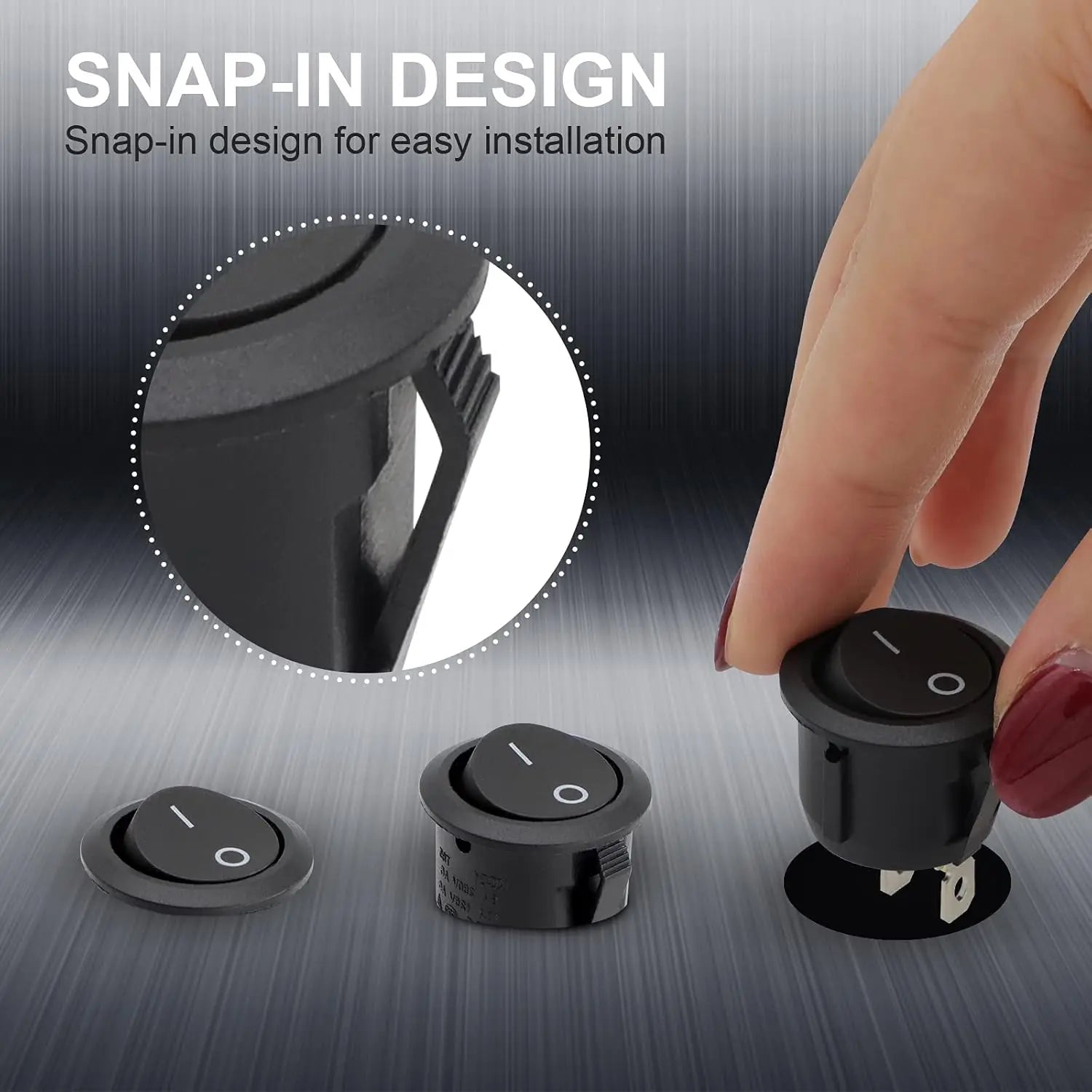 20pcs 10pcs Rocker Switch Black On Off 2 Pin Mini Round Toggle Switch 3A 250V 6A 125V 15MM Circle Switches for RV Car Truck Boat