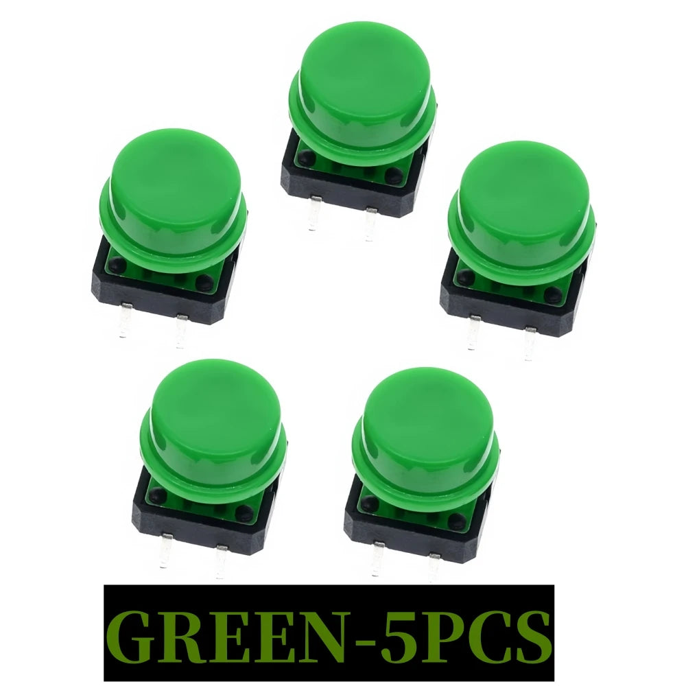 5PCS Tactile Push Button Switch Momentary 12*12*7.3MM Micro switch button + 5PCS Tact Cap(5 colors) for Arduino Switch