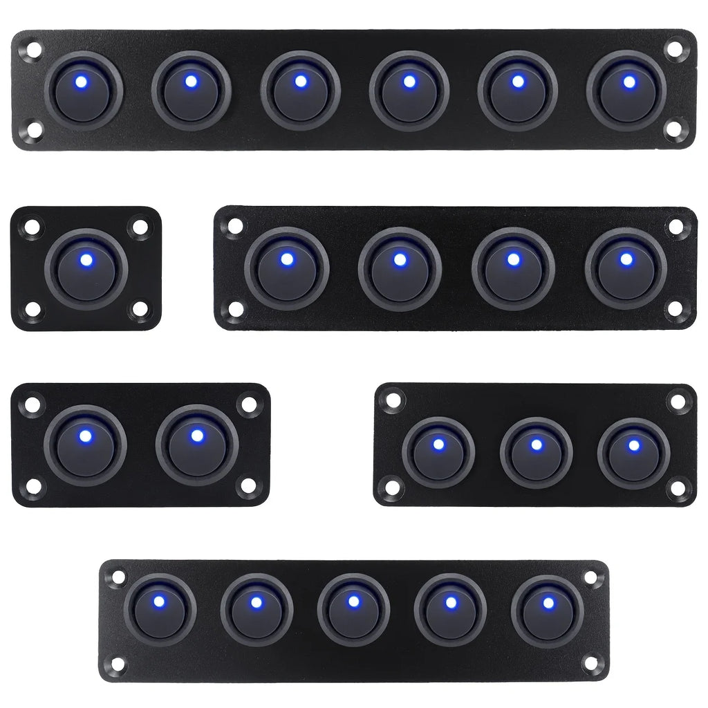 20A blue circular joystick switch panel with 3-pin aluminum waterproof 12V, suitable for cars, trucks, boats, RVs, yachts, etc